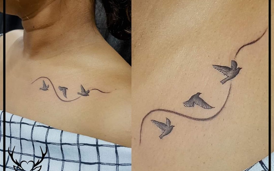 Flying Birds Tattoo | Collarbone Tattoo | Tattoo Design For Girls